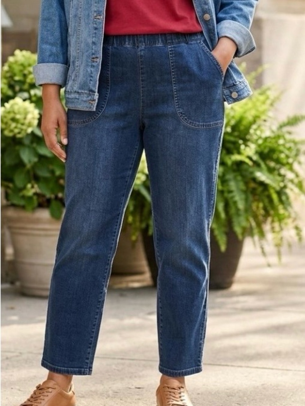 Just My Size Dark Blue Straight Leg Pull-On Jeans